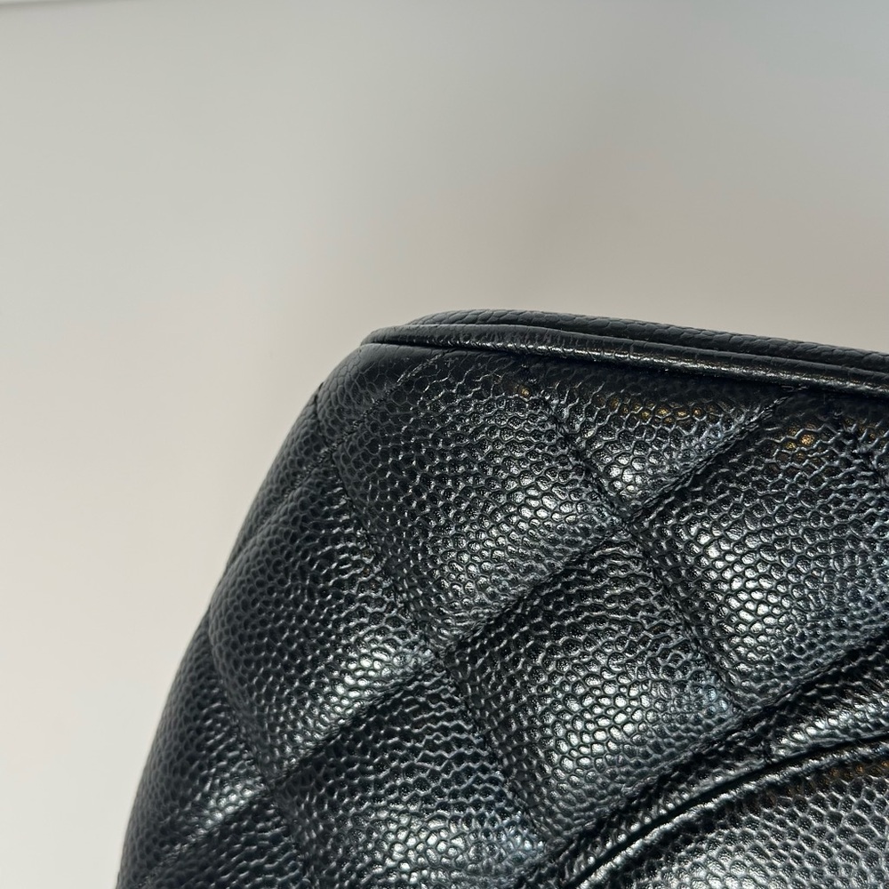 Authentic CHANEL Black Quilted Caviar Leather CC Medallion Tote - Picture 9 of 13